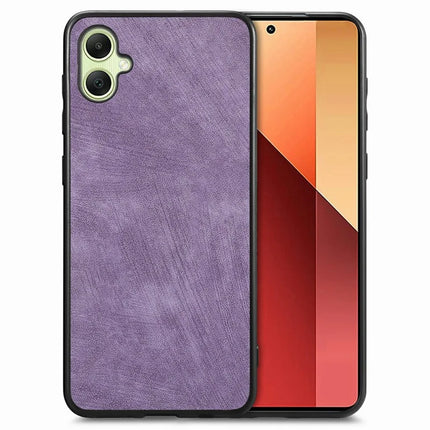 For Samsung Galaxy A06 Case Retro Leather + TPU Shockproof Protective Phone Cover - Purple