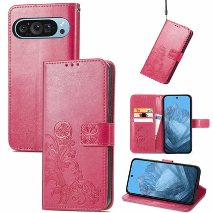 For Google Pixel 9 / Pixel 9 Pro Leather Case Four-Leaf Clover Wallet Phone Cover