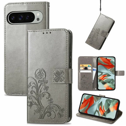 For Google Pixel 9 Pro XL Leather Case Four-Leaf Clover Wallet Phone Cover