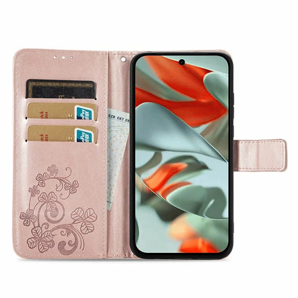For Google Pixel 9 Pro XL Leather Case Four-Leaf Clover Wallet Phone Cover
