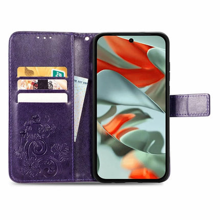 For Google Pixel 9 Pro XL Leather Case Four-Leaf Clover Wallet Phone Cover