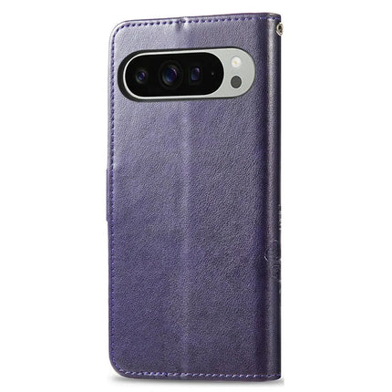 For Google Pixel 9 Pro XL Leather Case Four-Leaf Clover Wallet Phone Cover