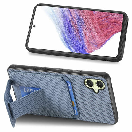 For Samsung Galaxy A06 Case Card Holder Carbon Fiber Texture Leather Coated TPU Phone Cover