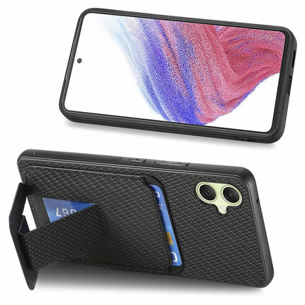 For Samsung Galaxy A06 Case Card Holder Carbon Fiber Texture Leather Coated TPU Phone Cover