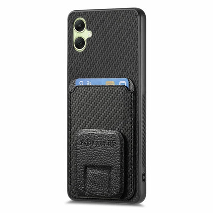 For Samsung Galaxy A06 Case Card Holder Carbon Fiber Texture Leather Coated TPU Phone Cover