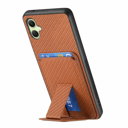 For Samsung Galaxy A06 Case Card Holder Carbon Fiber Texture Leather Coated TPU Phone Cover