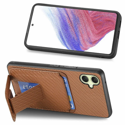 For Samsung Galaxy A06 Case Card Holder Carbon Fiber Texture Leather Coated TPU Phone Cover