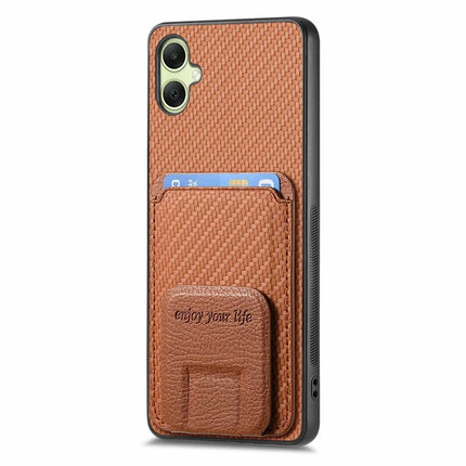 For Samsung Galaxy A06 Case Card Holder Carbon Fiber Texture Leather Coated TPU Phone Cover