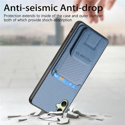 For Samsung Galaxy A06 Case Card Holder Carbon Fiber Texture Leather Coated TPU Phone Cover