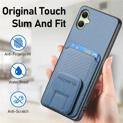 For Samsung Galaxy A06 Case Card Holder Carbon Fiber Texture Leather Coated TPU Phone Cover