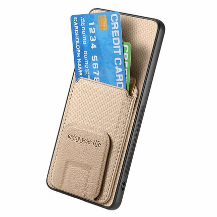 For Samsung Galaxy A06 Case Card Holder Carbon Fiber Texture Leather Coated TPU Phone Cover