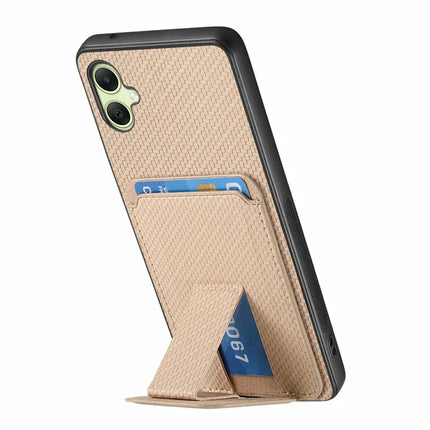For Samsung Galaxy A06 Case Card Holder Carbon Fiber Texture Leather Coated TPU Phone Cover