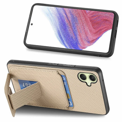 For Samsung Galaxy A06 Case Card Holder Carbon Fiber Texture Leather Coated TPU Phone Cover