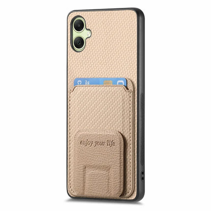 For Samsung Galaxy A06 Case Card Holder Carbon Fiber Texture Leather Coated TPU Phone Cover