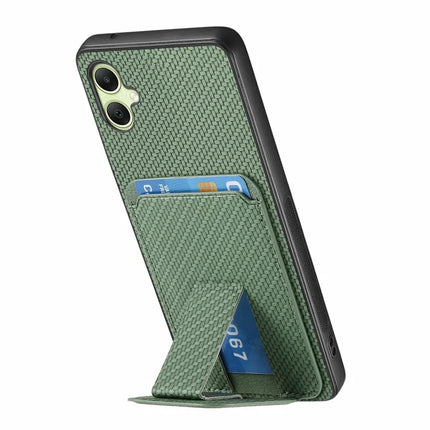 For Samsung Galaxy A06 Case Card Holder Carbon Fiber Texture Leather Coated TPU Phone Cover