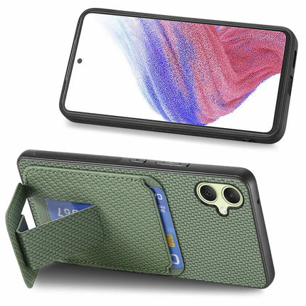 For Samsung Galaxy A06 Case Card Holder Carbon Fiber Texture Leather Coated TPU Phone Cover