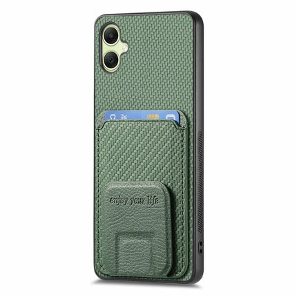 For Samsung Galaxy A06 Case Card Holder Carbon Fiber Texture Leather Coated TPU Phone Cover