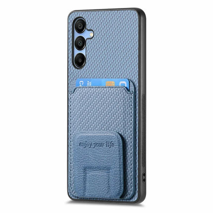 For Samsung Galaxy A16 4G / 5G Case Card Holder Carbon Fiber Texture Leather Coated TPU Phone Cover