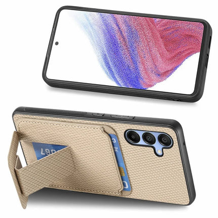 For Samsung Galaxy A16 4G / 5G Case Card Holder Carbon Fiber Texture Leather Coated TPU Phone Cover