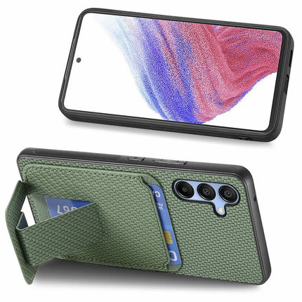 For Samsung Galaxy A16 4G / 5G Case Card Holder Carbon Fiber Texture Leather Coated TPU Phone Cover