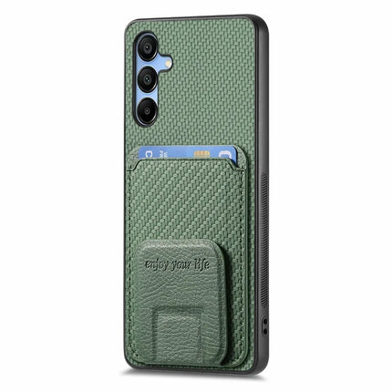 For Samsung Galaxy A16 4G / 5G Case Card Holder Carbon Fiber Texture Leather Coated TPU Phone Cover