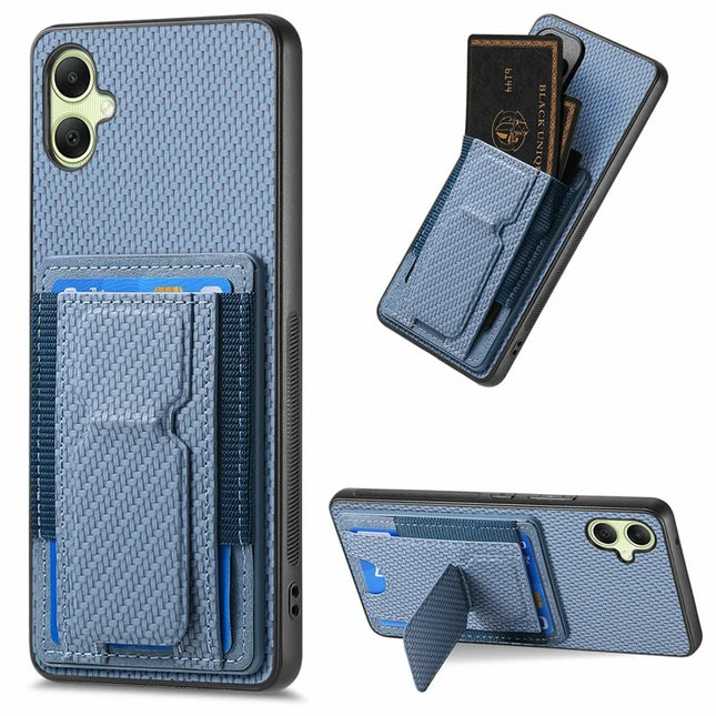 For Samsung Galaxy A06 Case Kickstand Card Holder Leather Back Cover - Blue