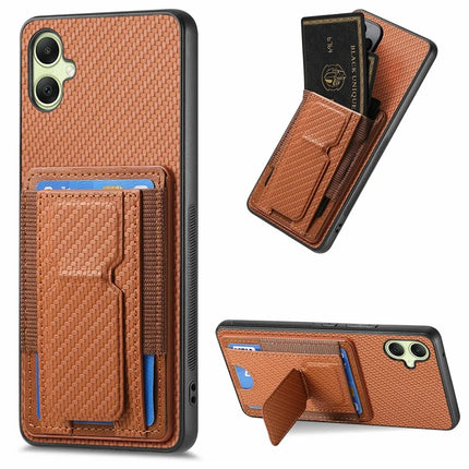 For Samsung Galaxy A06 Case Kickstand Card Holder Leather Back Cover - Brown