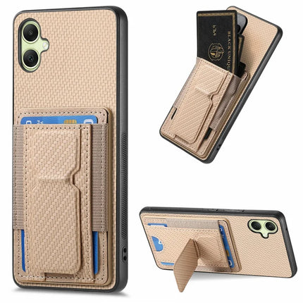 For Samsung Galaxy A06 Case Kickstand Card Holder Leather Back Cover - Beige