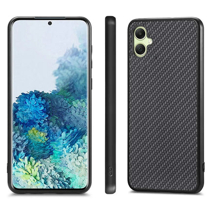 For Samsung Galaxy A06 Case Carbon Fiber Texture PU+PC+TPU Phone Cover