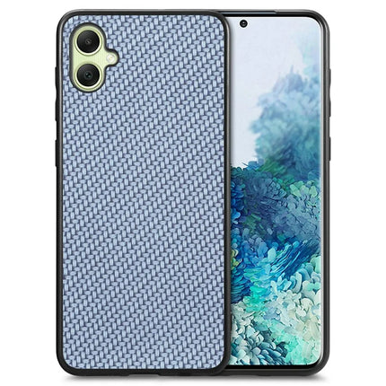 For Samsung Galaxy A06 Case Carbon Fiber Texture PU+PC+TPU Phone Cover - Blue