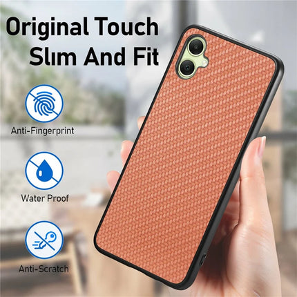 For Samsung Galaxy A06 Case Carbon Fiber Texture PU+PC+TPU Phone Cover