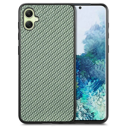 For Samsung Galaxy A06 Case Carbon Fiber Texture PU+PC+TPU Phone Cover - Green