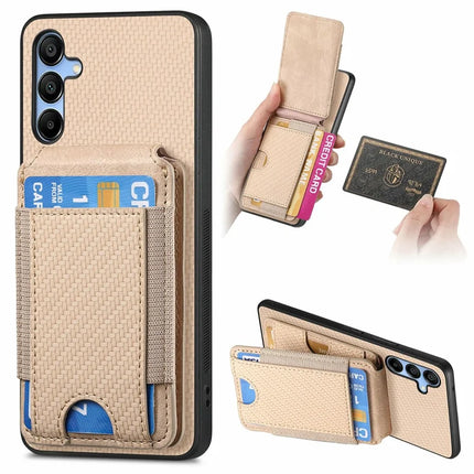 For Samsung Galaxy A16 4G / 5G Case Card Holder Leather+PC+TPU Kickstand Phone Cover - Khaki