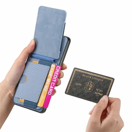 For Samsung Galaxy A06 Case Card Holder Leather+PC+TPU Kickstand Phone Cover