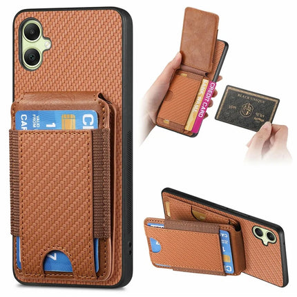 For Samsung Galaxy A06 Case Card Holder Leather+PC+TPU Kickstand Phone Cover - Brown