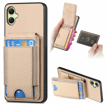 For Samsung Galaxy A06 Case Card Holder Leather+PC+TPU Kickstand Phone Cover - Khaki