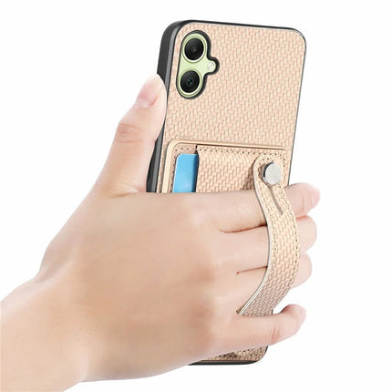 For Samsung Galaxy A06 Case Wristband Anti-Drop Leather Back Cover Card Holder
