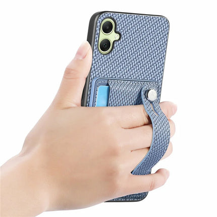 For Samsung Galaxy A06 Case Wristband Anti-Drop Leather Back Cover Card Holder