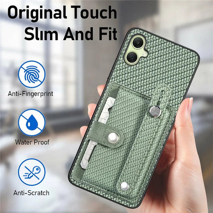 For Samsung Galaxy A06 Case Wristband Anti-Drop Leather Back Cover Card Holder