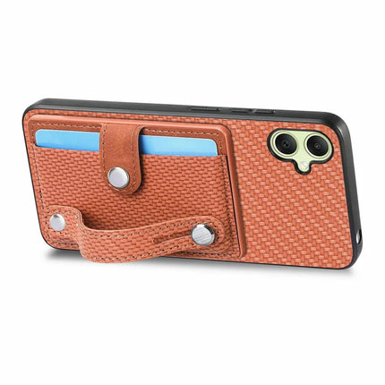 For Samsung Galaxy A06 Case Wristband Anti-Drop Leather Back Cover Card Holder