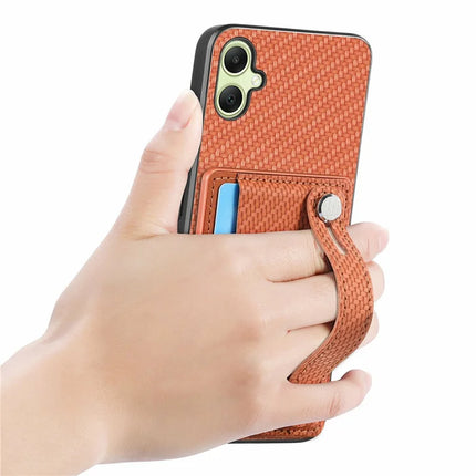 For Samsung Galaxy A06 Case Wristband Anti-Drop Leather Back Cover Card Holder