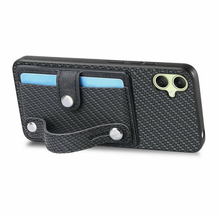 For Samsung Galaxy A06 Case Wristband Anti-Drop Leather Back Cover Card Holder