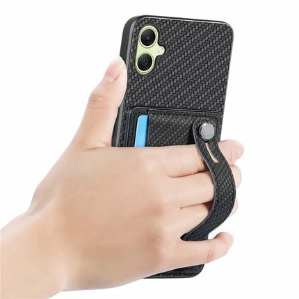 For Samsung Galaxy A06 Case Wristband Anti-Drop Leather Back Cover Card Holder