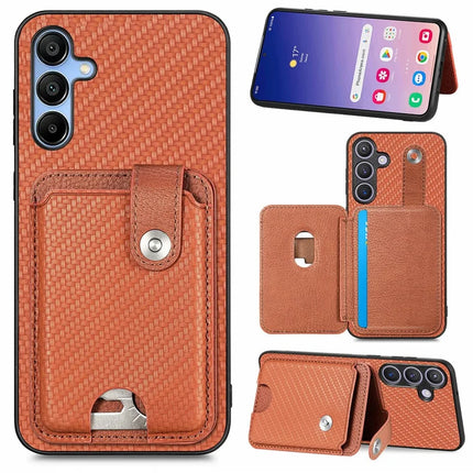 For Samsung Galaxy A16 4G / 5G Case Card Holder Leather+PC+TPU Phone Cover with Card Knife - Brown