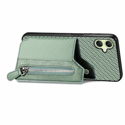 For Samsung Galaxy A06 Case Leather+PC+TPU Zipper Pocket Kickstand Phone Cover