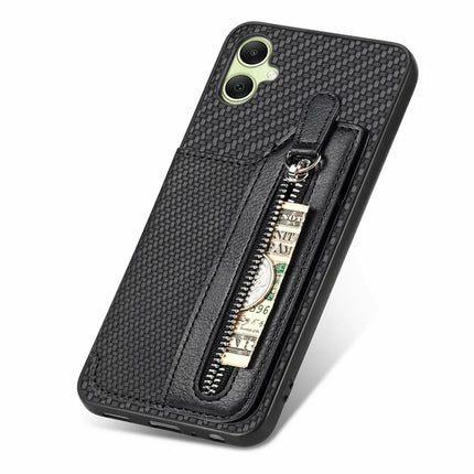 For Samsung Galaxy A06 Case Leather+PC+TPU Zipper Pocket Kickstand Phone Cover