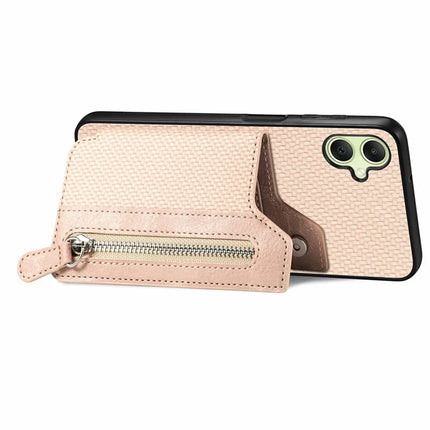 For Samsung Galaxy A06 Case Leather+PC+TPU Zipper Pocket Kickstand Phone Cover