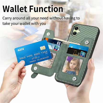 For Samsung Galaxy A06 Case Leather+PC+TPU Zipper Pocket Kickstand Phone Cover