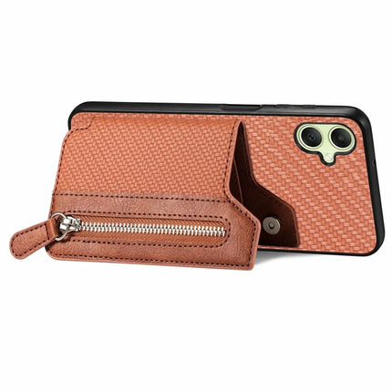 For Samsung Galaxy A06 Case Leather+PC+TPU Zipper Pocket Kickstand Phone Cover