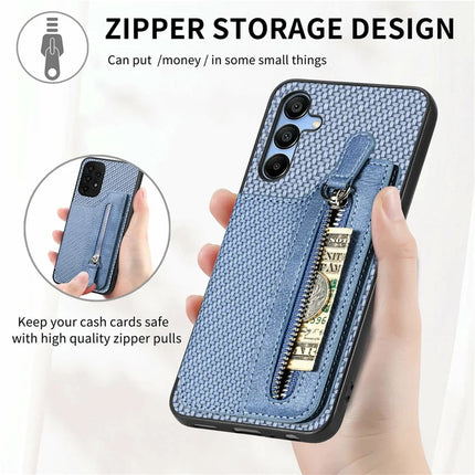 For Samsung Galaxy A16 4G / 5G Case Leather+PC+TPU Zipper Pocket Kickstand Phone Cover